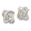 Sterling Silver Rhod-pltd w/12K Accents Diamond Love Knot Post Earrings