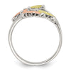 Sterling Silver Rhod-pltd w/12K Accents Black Hills Leaves Bypass Ring