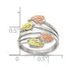 Sterling Silver Rhod-pltd w/12K Accents Black Hills Leaves Bypass Ring
