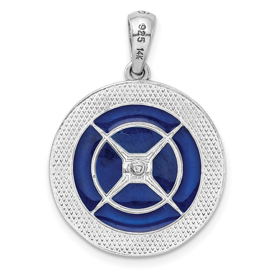 De-Ani Sterling Silver Rhodium-Plated Enameled Compass with 14k Moving Needle Pendant