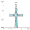 Sterling Silver Rhodium-plated Larimar Cross Pendant