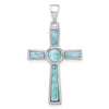 Sterling Silver Rhodium-plated Larimar Cross Pendant