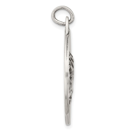 Sterling Silver Antiqued Solid Praying Hands Serenity Prayer Pendant