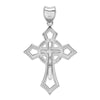 Sterling Silver Rhodium-plated CZ Crucifix Pendant