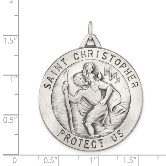 Sterling Silver Antiqued St. Christopher Medal