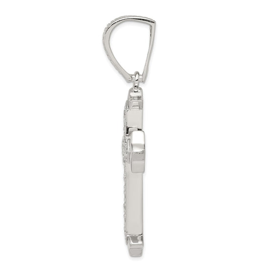 Sterling Silver Rhodium-plated CZ Cross Pendant