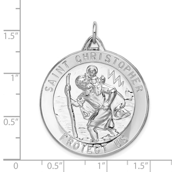 Sterling Silver Rhodium-plated Saint Christopher Medal