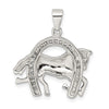 Sterling Silver Rhodium-plated Horse & Horseshoe CZ Pendant