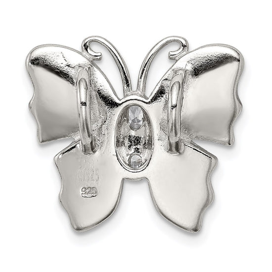 Sterling Silver Rhod plated Blue Inlay Creat Opal Butterfly Pendant