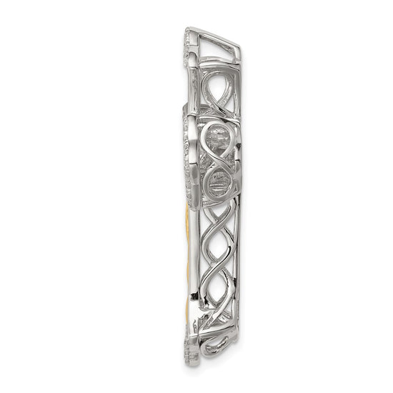 Sterling Silver Platinum-plated Plshed Gold-plated Vibrant CZ Cross Pendant