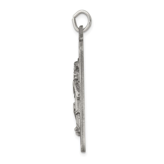 Sterling Silver Antiqued and Brushed St. Christopher Medal