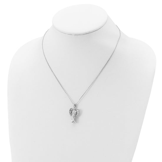 Sterling Silver Rhodium-plated Angel Ash Holder 18in Necklace