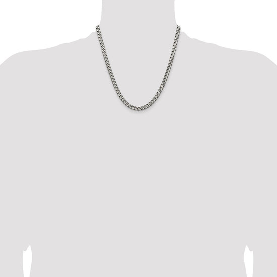 Sterling Silver Curb Chain — 6 mm