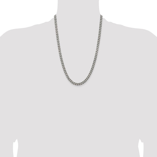 Sterling Silver Curb Chain — 6 mm