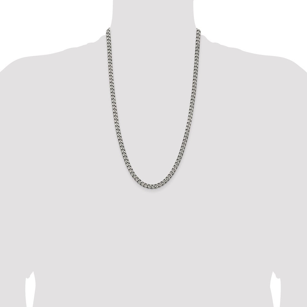 Sterling Silver Antiqued 6.0mm Curb Chain