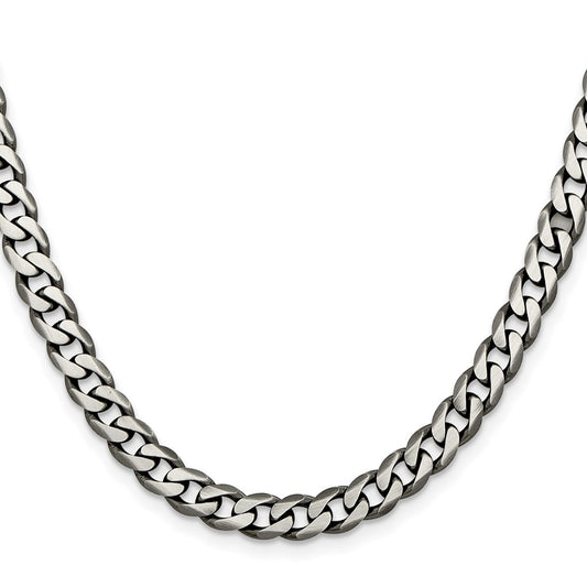 Sterling Silver Antiqued 6.5mm Curb Chain