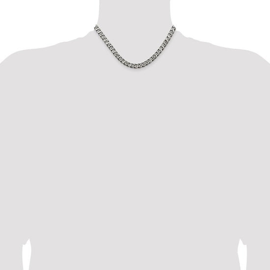 Sterling Silver Antiqued 6.5mm Curb Chain