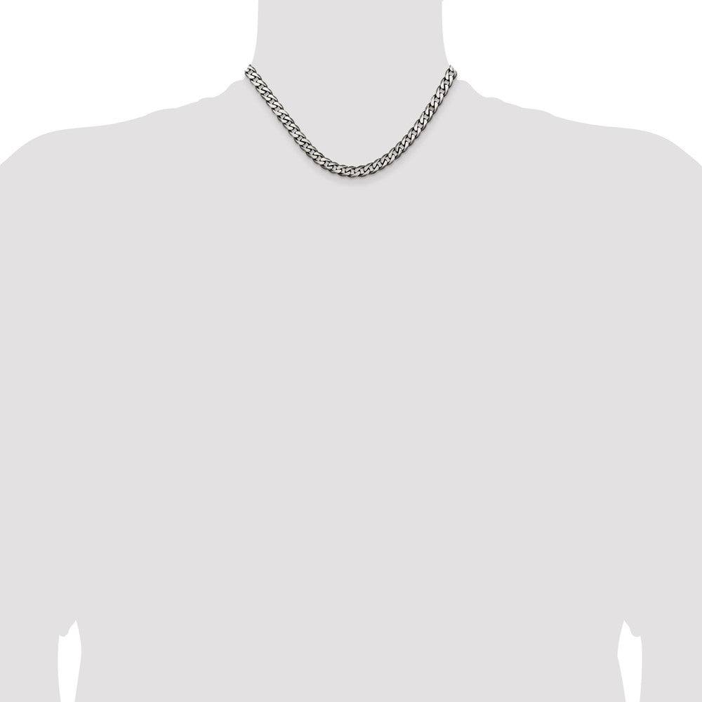 Sterling Silver Antiqued 6.5mm Curb Chain