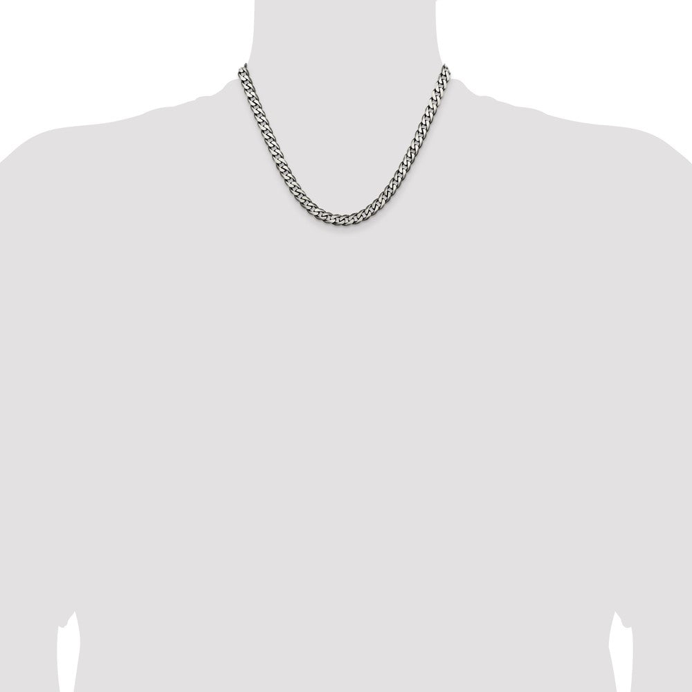 Sterling Silver Antiqued 6.5mm Curb Chain