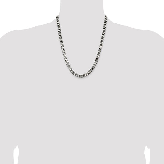 Sterling Silver Antiqued 6.5mm Curb Chain