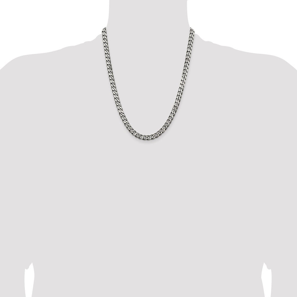 Sterling Silver Antiqued 6.5mm Curb Chain