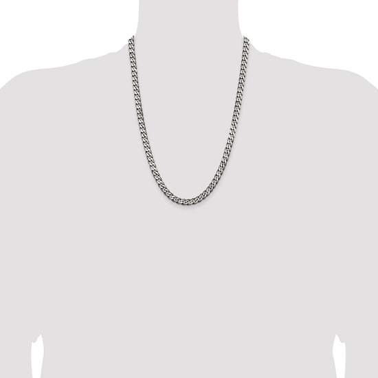 Sterling Silver Antiqued 6.5mm Curb Chain