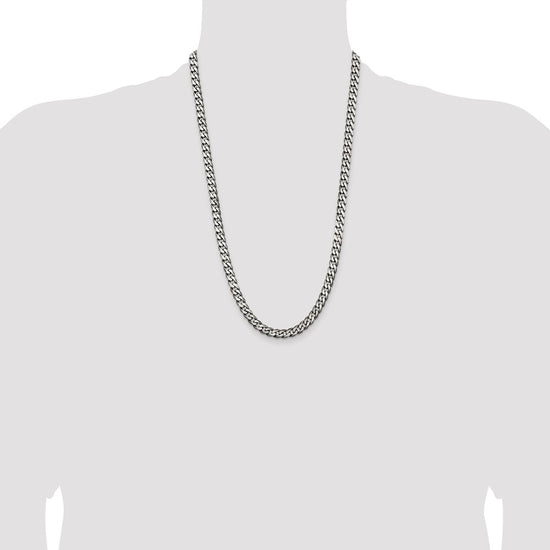 Sterling Silver Antiqued 6.5mm Curb Chain