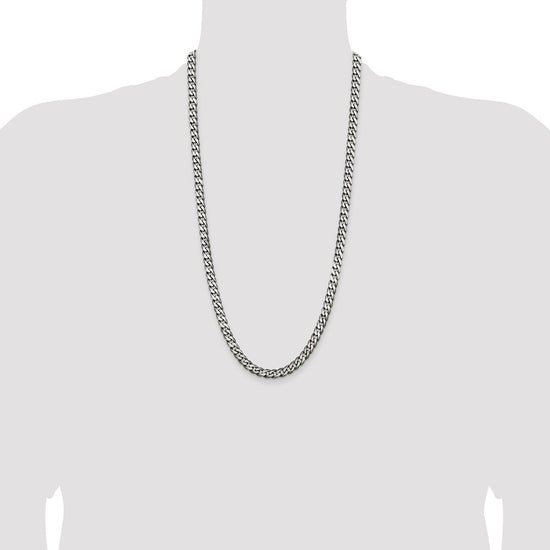 Sterling Silver Antiqued 6.5mm Curb Chain