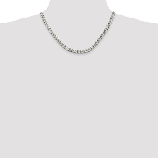 Sterling Silver Rhodium-plated 6.5mm Curb Chain