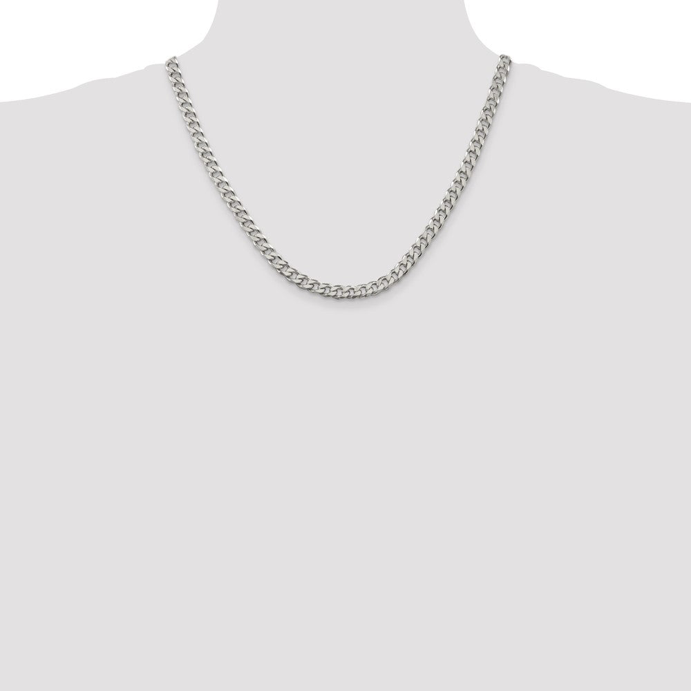 Sterling Silver Rhodium-plated 6.5mm Curb Chain