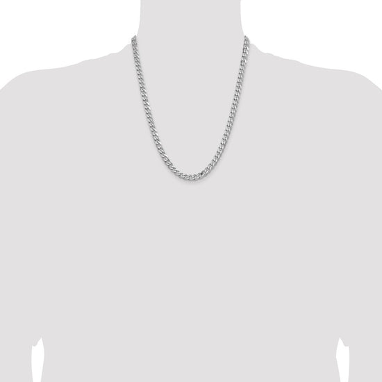 Sterling Silver Rhodium-plated 6.5mm Curb Chain