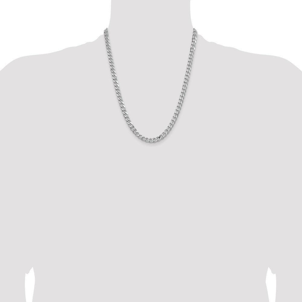 Sterling Silver Rhodium-plated 6.5mm Curb Chain