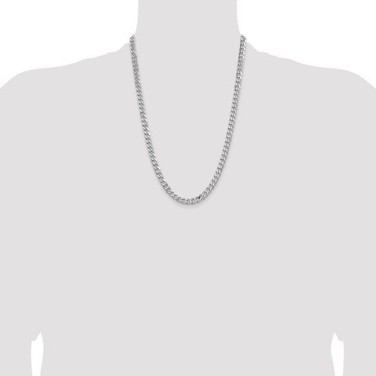 Sterling Silver Rhodium-plated 6.5mm Curb Chain