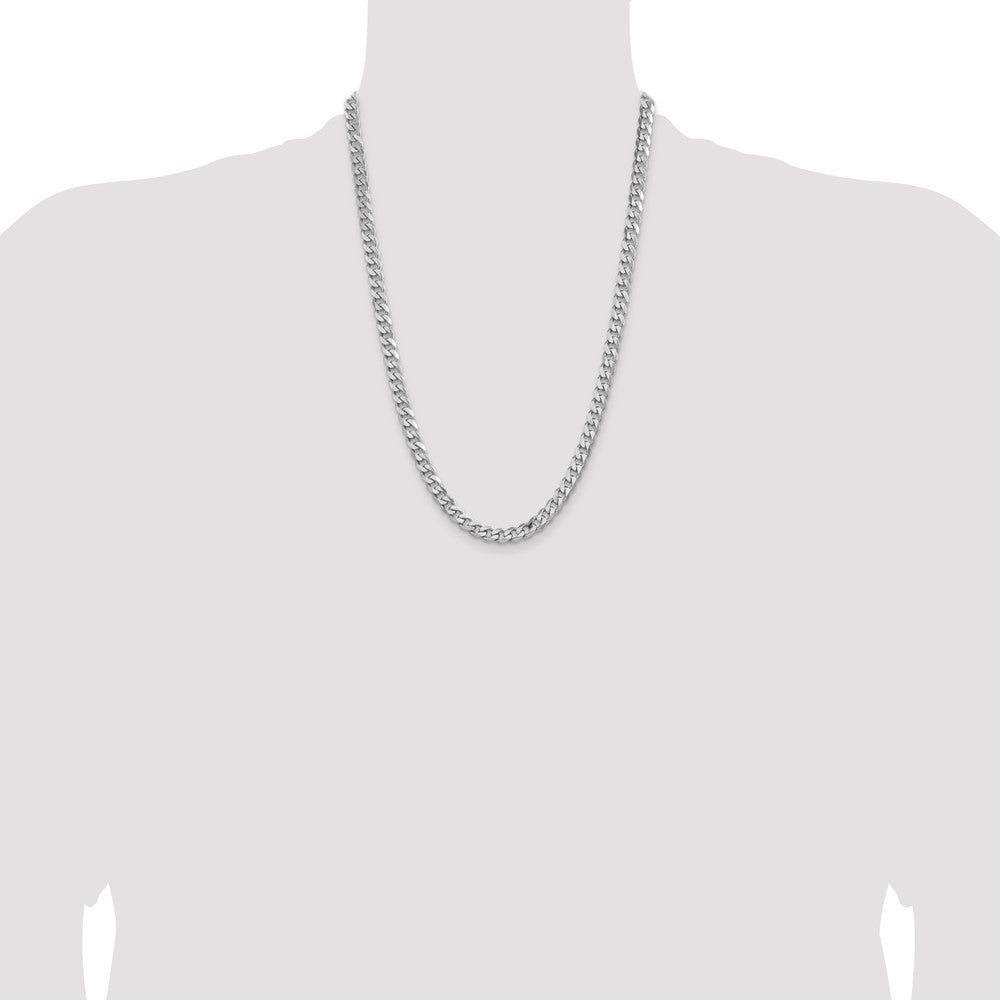 Sterling Silver Rhodium-plated 6.5mm Curb Chain