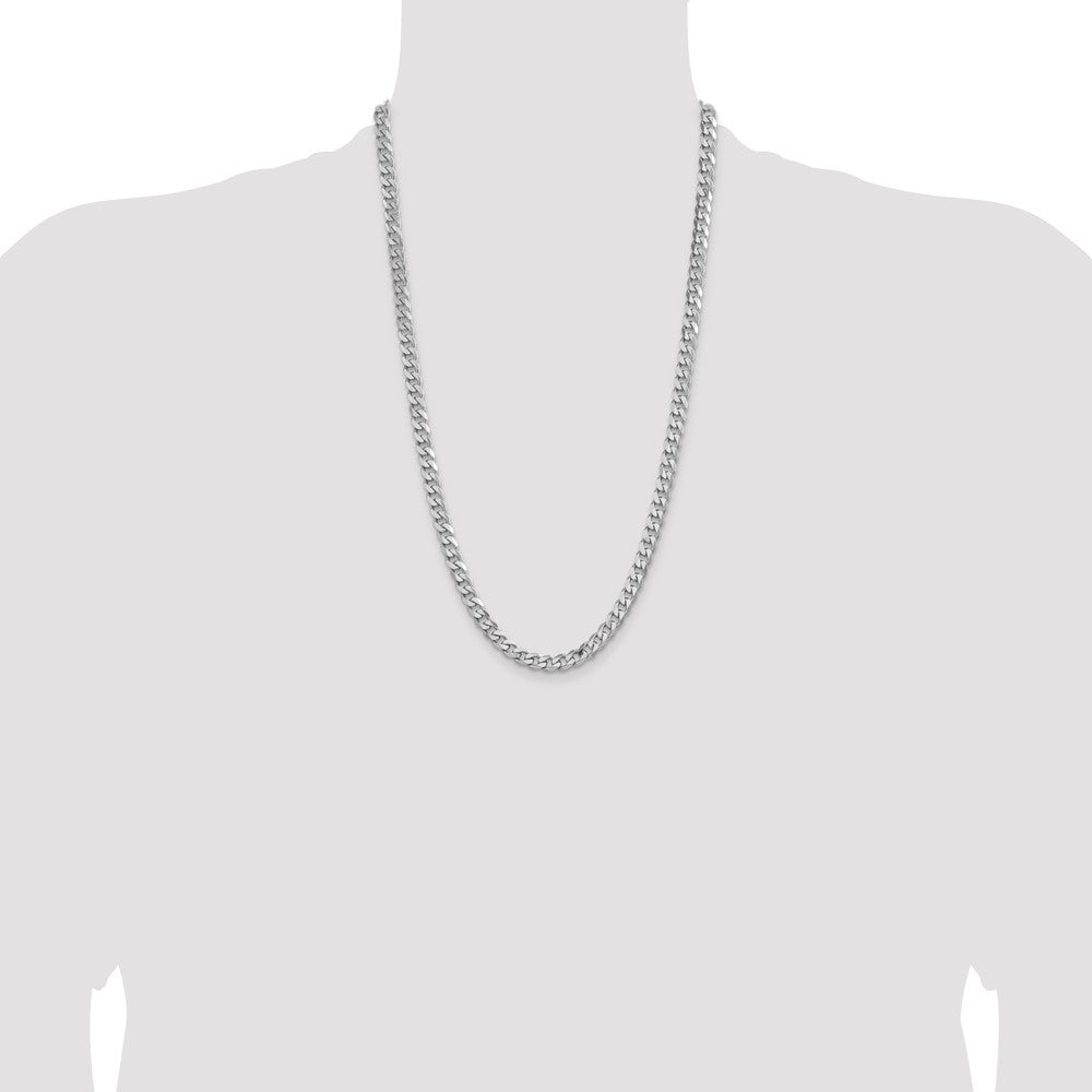 Sterling Silver Rhodium-plated 6.5mm Curb Chain