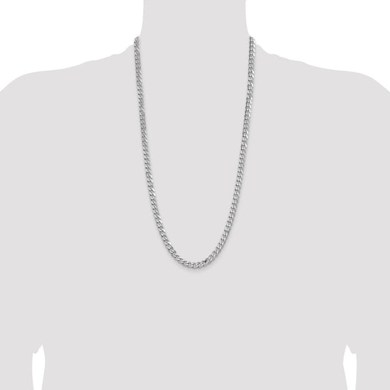 Sterling Silver Rhodium-plated 6.5mm Curb Chain