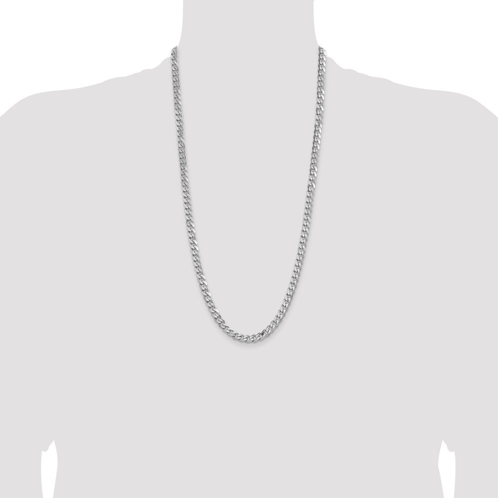 Sterling Silver Rhodium-plated 6.5mm Curb Chain