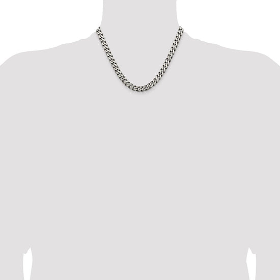 Sterling Silver Antiqued 7.5mm Curb Chain