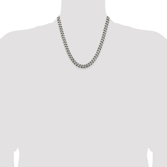 Sterling Silver Antiqued 7.5mm Curb Chain