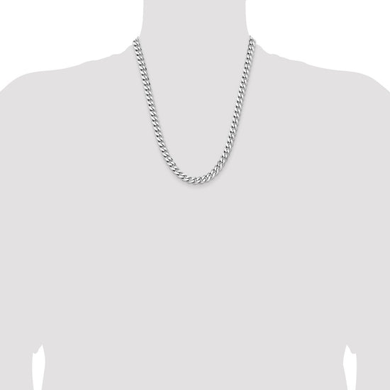 Sterling Silver Rhodium-plated 7.5mm Curb Chain