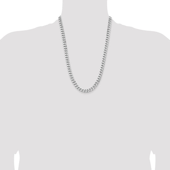 Sterling Silver Rhodium-plated 7.5mm Curb Chain