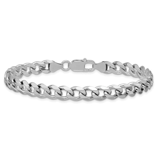 Sterling Silver Rhodium-plated 7.5mm Curb Chain