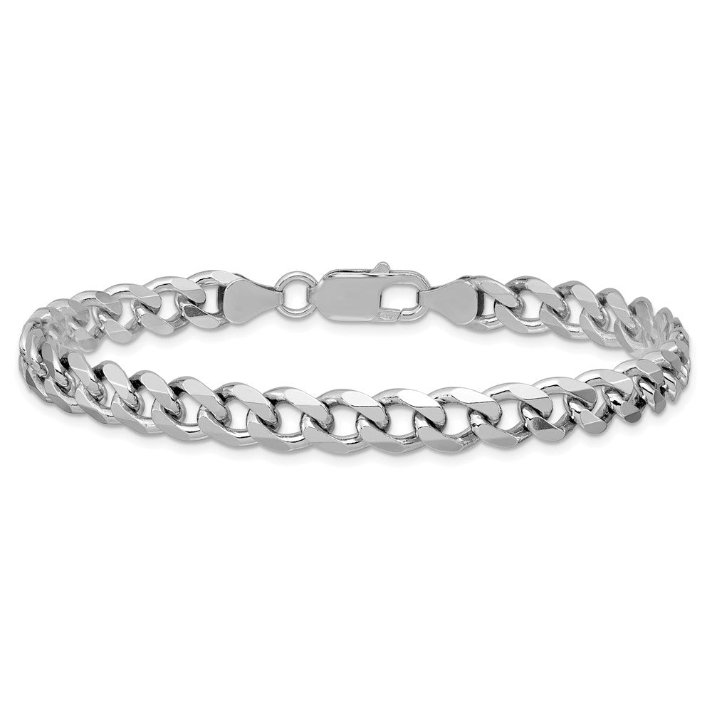 Sterling Silver Rhodium-plated 7.5mm Curb Chain