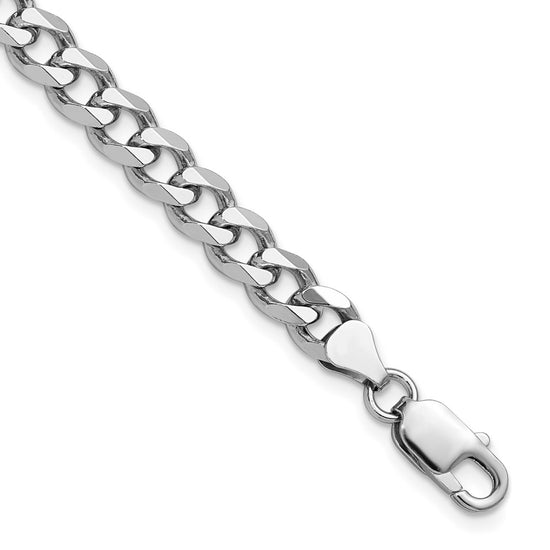 Sterling Silver Rhodium-plated 7.5mm Curb Chain