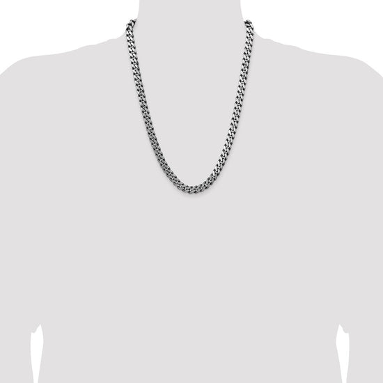 Sterling Silver Antiqued 8.3mm Curb Chain