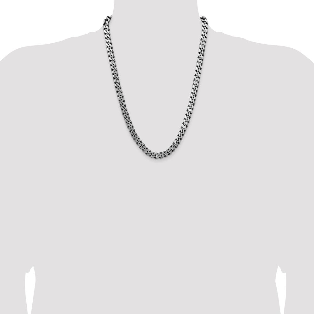 Sterling Silver Antiqued 8.3mm Curb Chain