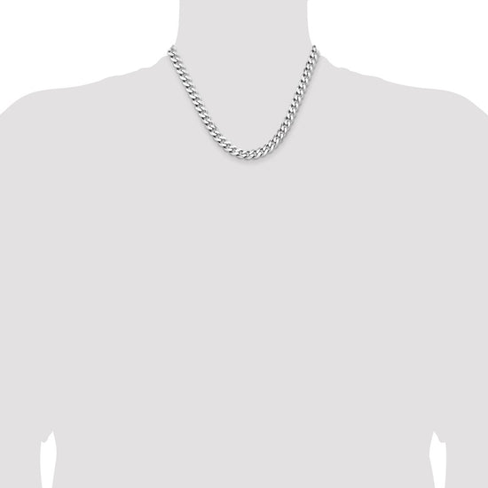 Sterling Silver Rhodium-plated 8.3mm Curb Chain
