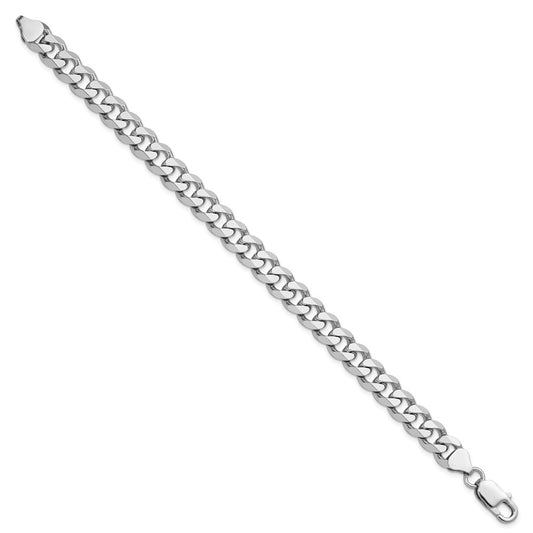Sterling Silver Rhodium-plated 8.3mm Curb Chain