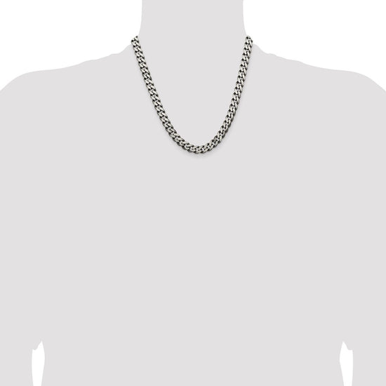 Sterling Silver Antiqued 9.3mm Curb Chain