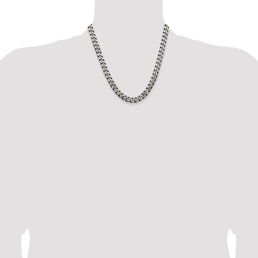 Sterling Silver Antiqued 9.3mm Curb Chain